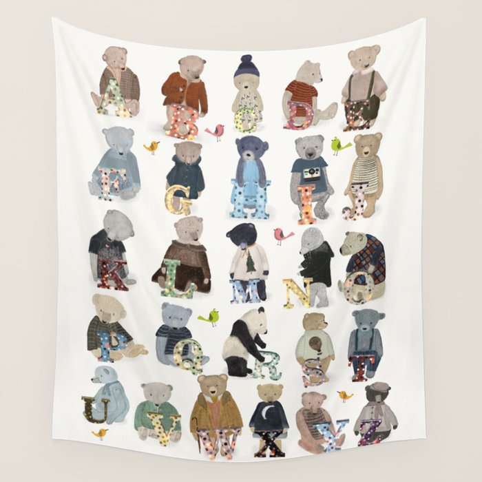teddy bear alphabet Wall Tapestry Gallery Image 4