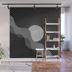 Abstraction_SUNRISE_SUNSET_BLACK_WHITE_MONO_POP_ART_0622A Wall Mural Gallery Image 1