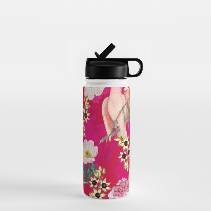 Vintage & Shabby Chic - Tropical Bird Flower Garden Water Bottle Gallery Image 1