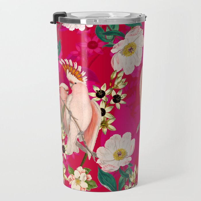 Vintage & Shabby Chic - Tropical Bird Flower Garden Travel Mug Gallery Image 3