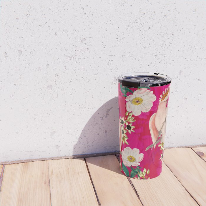 Vintage & Shabby Chic - Tropical Bird Flower Garden Travel Mug Gallery Image 4