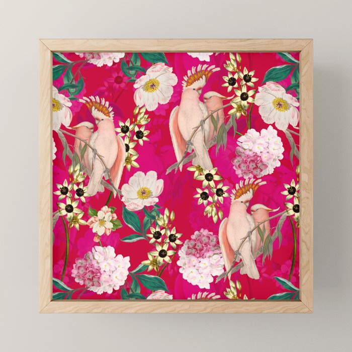 Vintage & Shabby Chic - Tropical Bird Flower Garden Mini Art Print Gallery Image 1