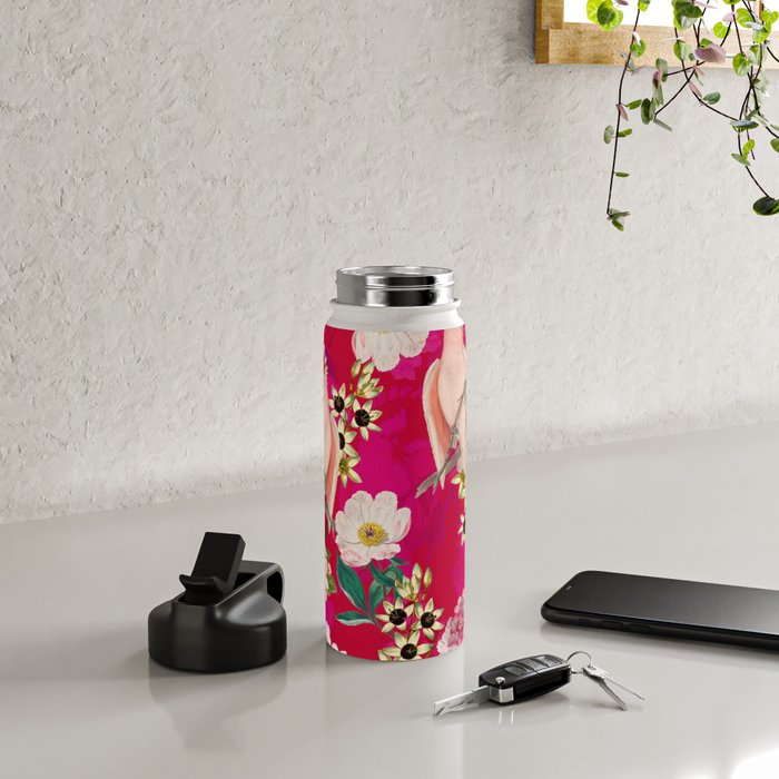 Vintage & Shabby Chic - Tropical Bird Flower Garden Water Bottle Gallery Image 4