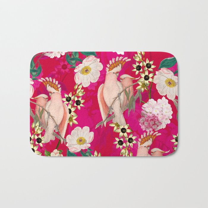 Vintage & Shabby Chic - Tropical Bird Flower Garden Bath Mat Gallery Image 1