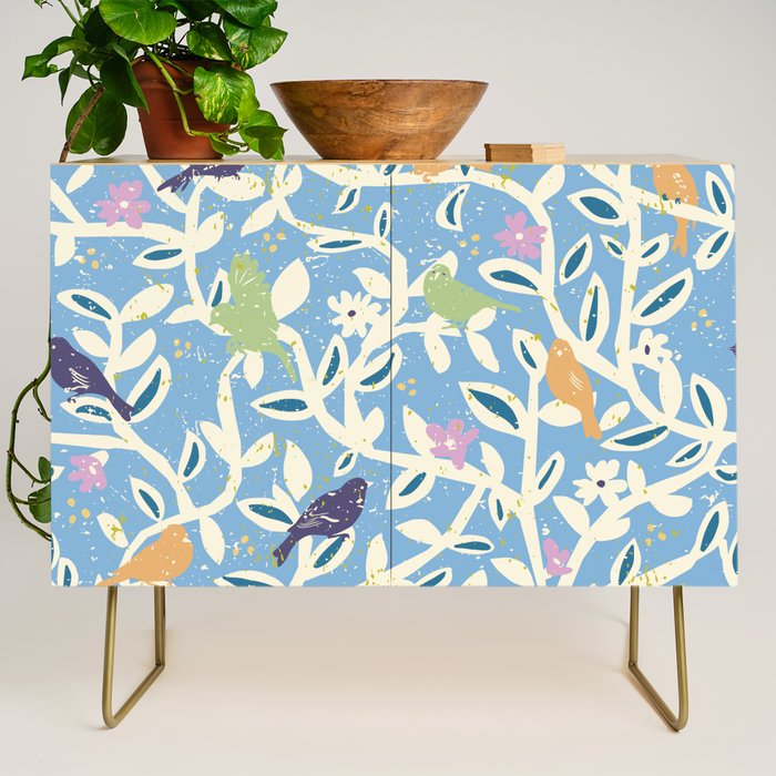 Birds in branches chalky blue Credenza Gallery Image 1