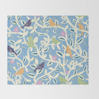 Birds in branches chalky blue Throw Blanket Gallery Image 2