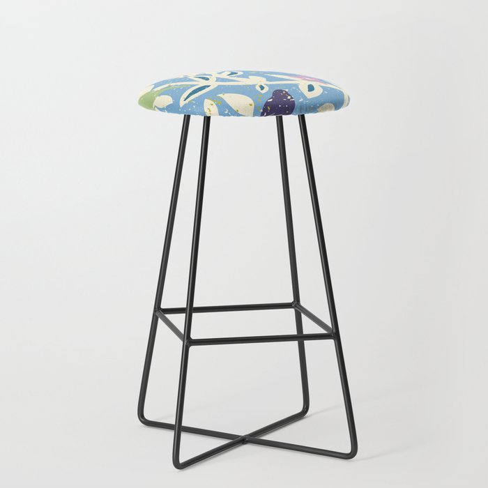 Birds in branches chalky blue Stool Gallery Image 1