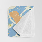 Birds in branches chalky blue Throw Blanket Gallery Image 3
