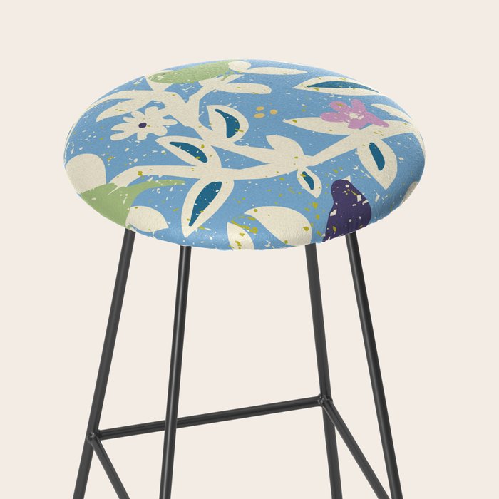 Birds in branches chalky blue Stool Gallery Image 2