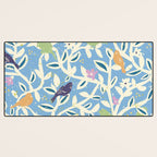 Birds in branches chalky blue Desk Mat Gallery Image 3