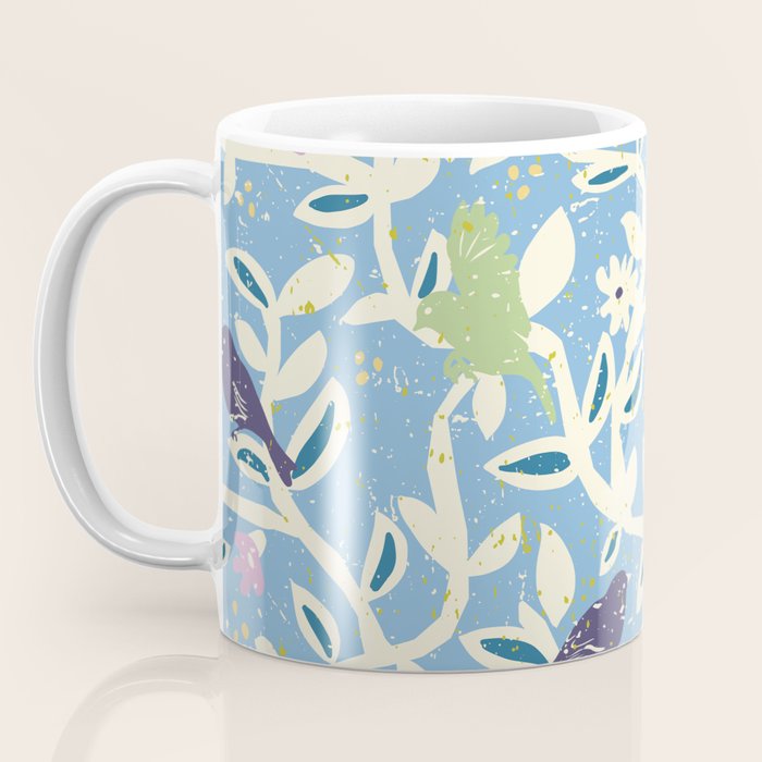 Birds in branches chalky blue Coffee Mug Gallery Image 3