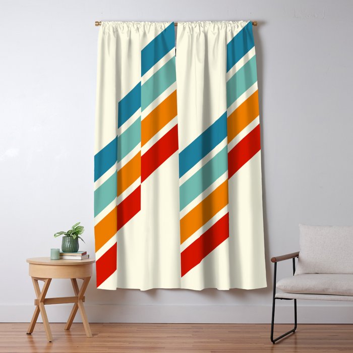 Alator - Classic 70s Retro Summer Stripes Window Curtain Gallery Image 5