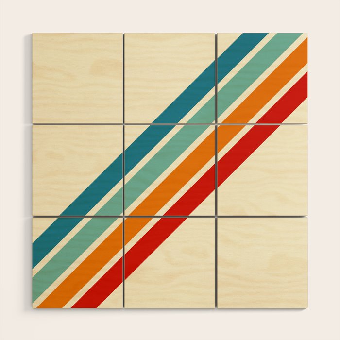 Alator - Classic 70s Retro Summer Stripes Wood Wall Art Gallery Image 1