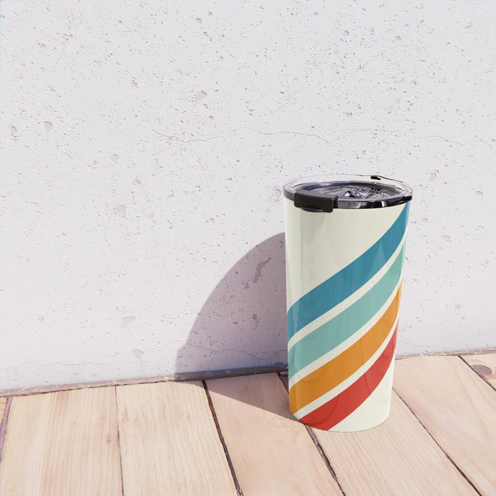 Alator - Classic 70s Retro Summer Stripes Travel Mug Gallery Image 4