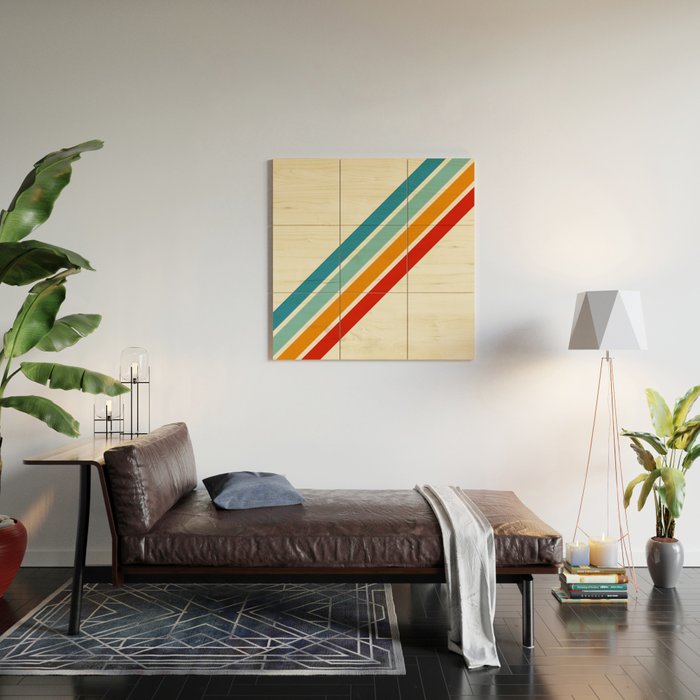 Alator - Classic 70s Retro Summer Stripes Wood Wall Art Gallery Image 2