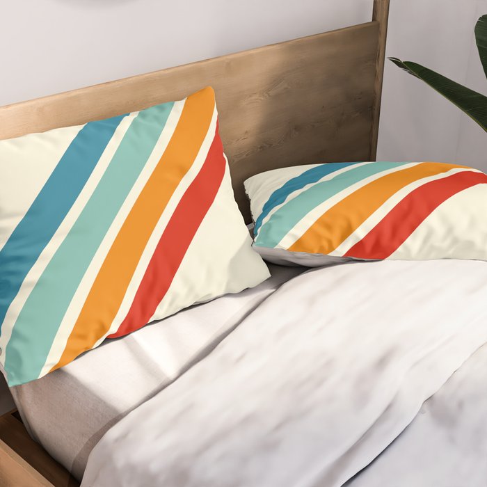 Alator - Classic 70s Retro Summer Stripes Pillow Sham Gallery Image 2