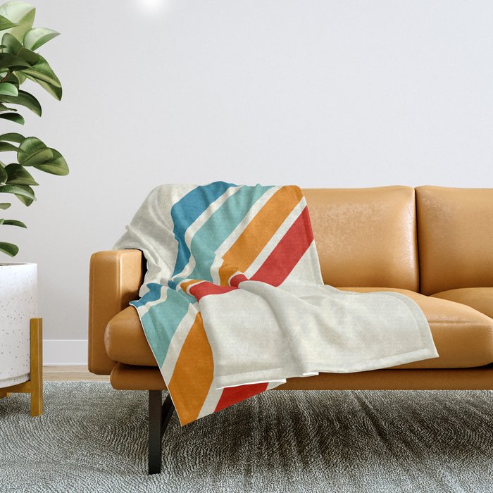Alator - Classic 70s Retro Summer Stripes Throw Blanket Gallery Image 1