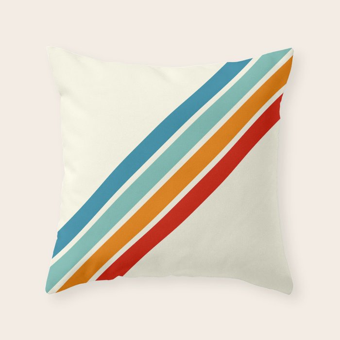 Alator - Classic 70s Retro Summer Stripes Throw Pillow Gallery Image 6