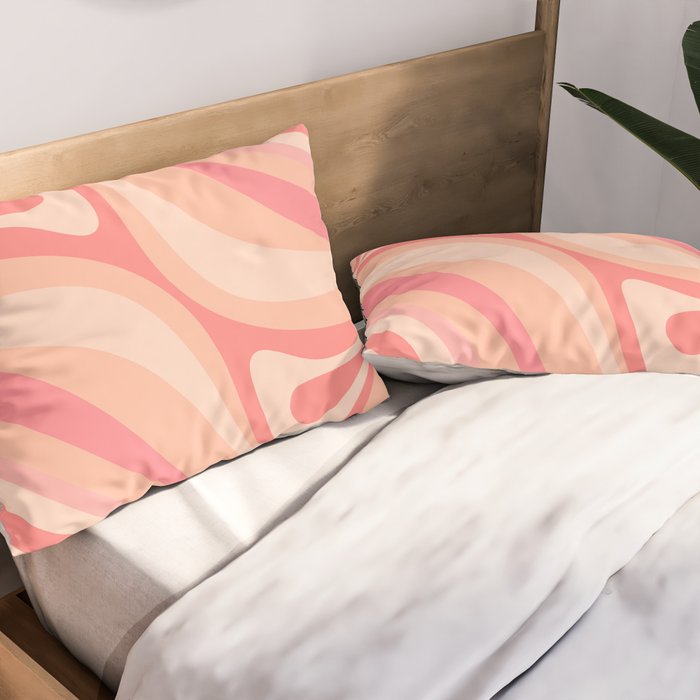 New Groove Retro Swirl Abstract Pattern in Blush Pink Tones Pillow Sham Gallery Image 2