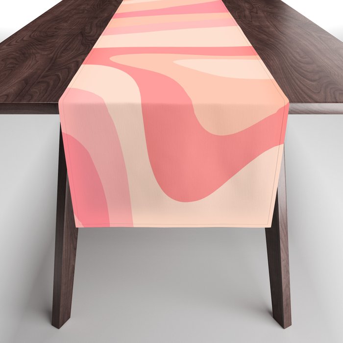 New Groove Retro Swirl Abstract Pattern in Blush Pink Tones Table Runner Gallery Image 1