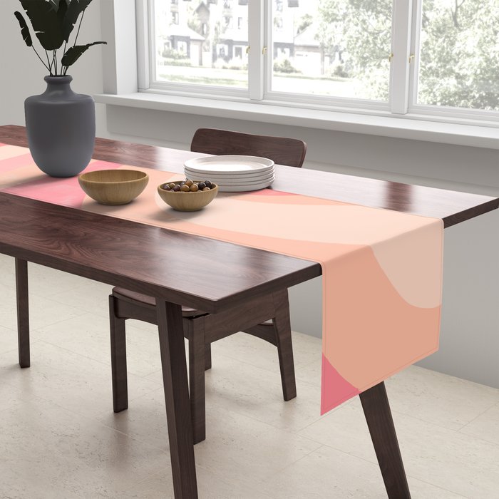 New Groove Retro Swirl Abstract Pattern in Blush Pink Tones Table Runner Gallery Image 2