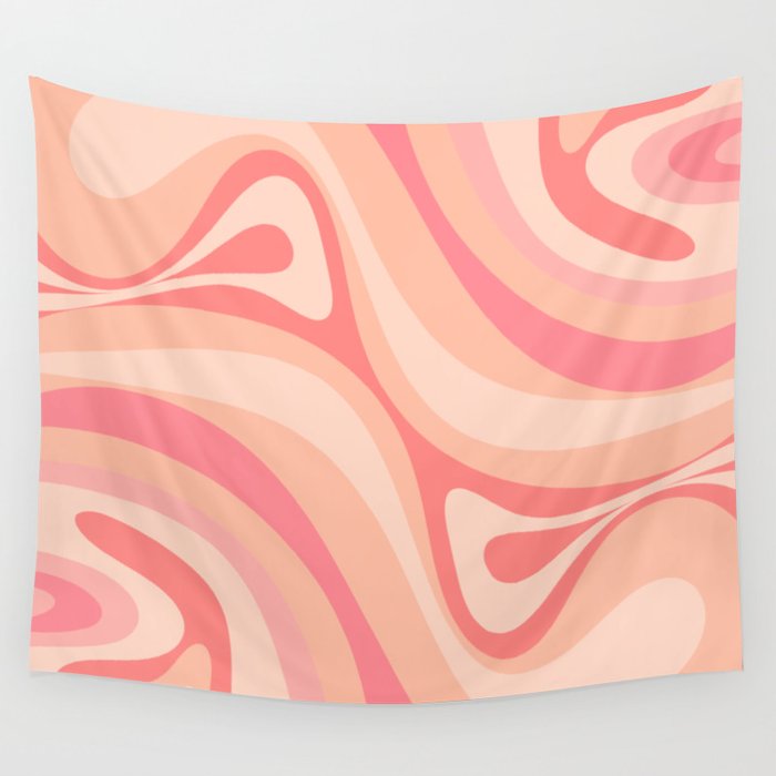New Groove Retro Swirl Abstract Pattern in Blush Pink Tones Wall Tapestry Gallery Image 4
