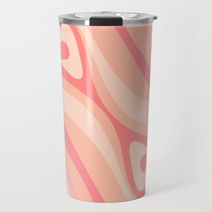New Groove Retro Swirl Abstract Pattern in Blush Pink Tones Travel Mug Gallery Image 1