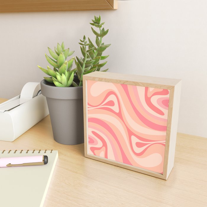 New Groove Retro Swirl Abstract Pattern in Blush Pink Tones Mini Art Print Gallery Image 2