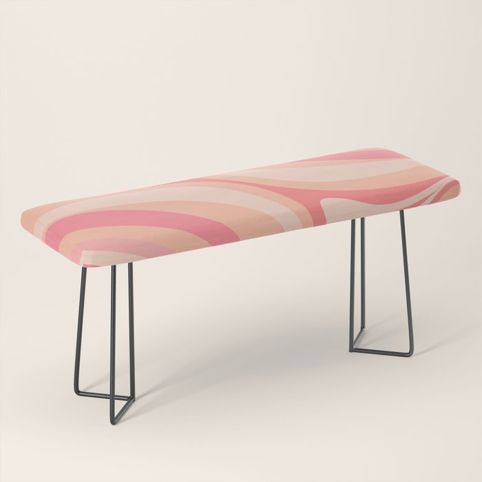 New Groove Retro Swirl Abstract Pattern in Blush Pink Tones Bench Gallery Image 1