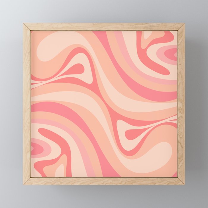 New Groove Retro Swirl Abstract Pattern in Blush Pink Tones Mini Art Print Gallery Image 1
