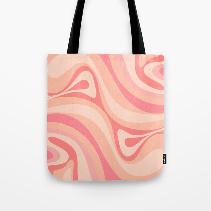 New Groove Retro Swirl Abstract Pattern in Blush Pink Tones Tote Bag Gallery Image 1