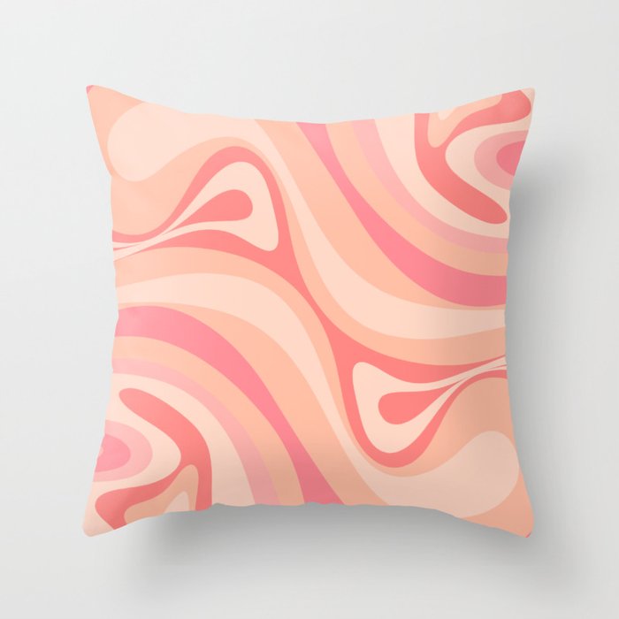 New Groove Retro Swirl Abstract Pattern in Blush Pink Tones Throw Pillow Gallery Image 1