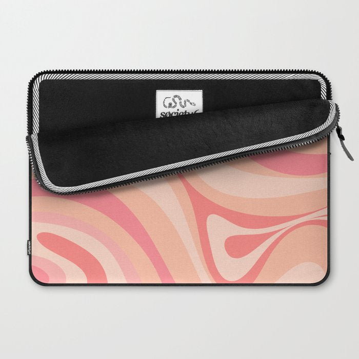 New Groove Retro Swirl Abstract Pattern in Blush Pink Tones Laptop Sleeve Gallery Image 2