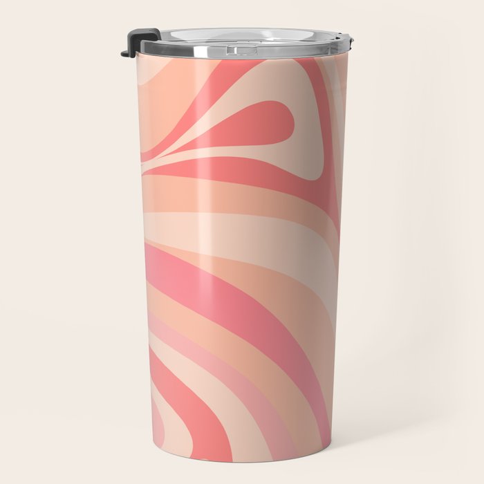 New Groove Retro Swirl Abstract Pattern in Blush Pink Tones Travel Mug Gallery Image 3
