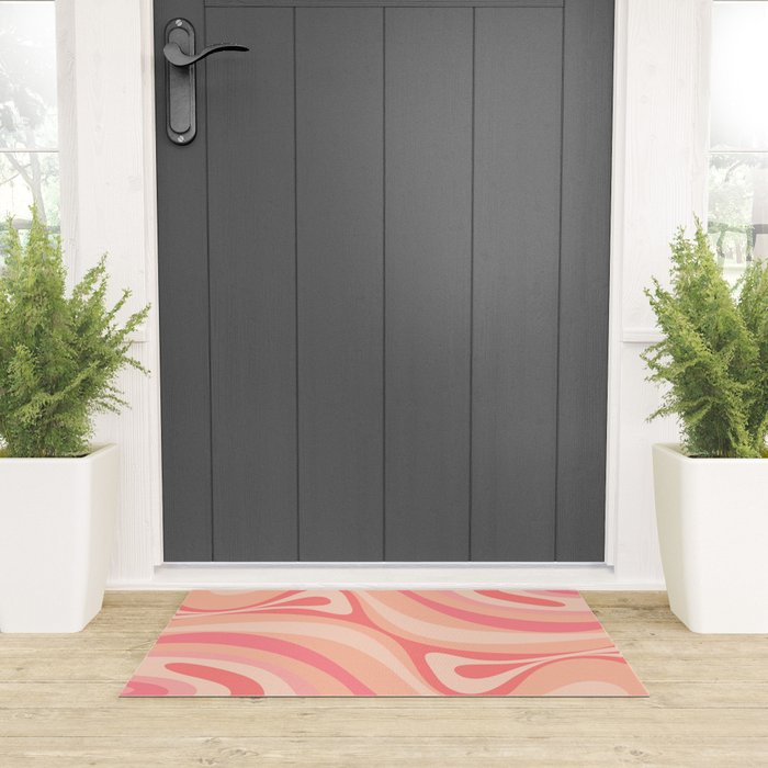 New Groove Retro Swirl Abstract Pattern in Blush Pink Tones Welcome Mat Gallery Image 3
