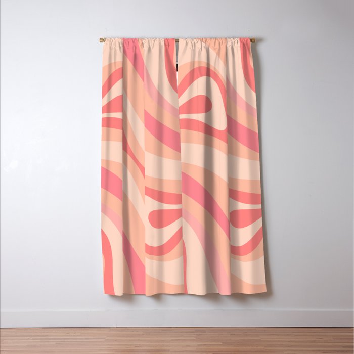 New Groove Retro Swirl Abstract Pattern in Blush Pink Tones Window Curtain Gallery Image 3