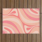 New Groove Retro Swirl Abstract Pattern in Blush Pink Tones Outdoor Rug Gallery Image 1