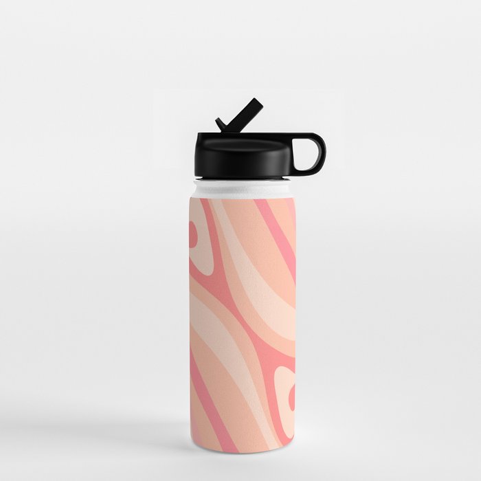 New Groove Retro Swirl Abstract Pattern in Blush Pink Tones Water Bottle Gallery Image 1