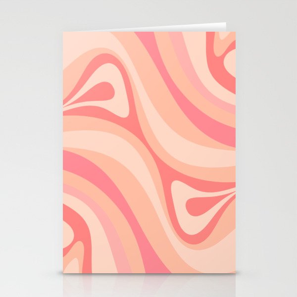 New Groove Retro Swirl Abstract Pattern in Blush Pink Tones Stationery Card Gallery Image 2