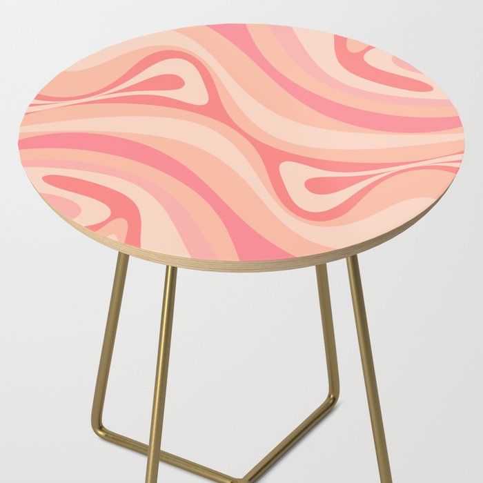 New Groove Retro Swirl Abstract Pattern in Blush Pink Tones Side Table Gallery Image 2