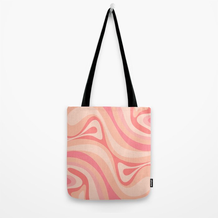 New Groove Retro Swirl Abstract Pattern in Blush Pink Tones Tote Bag Gallery Image 2