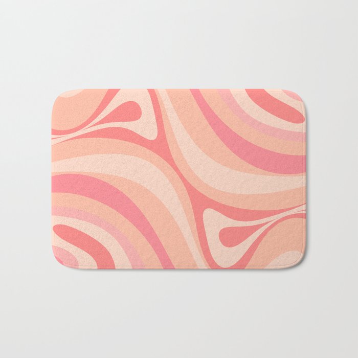 New Groove Retro Swirl Abstract Pattern in Blush Pink Tones Bath Mat Gallery Image 1