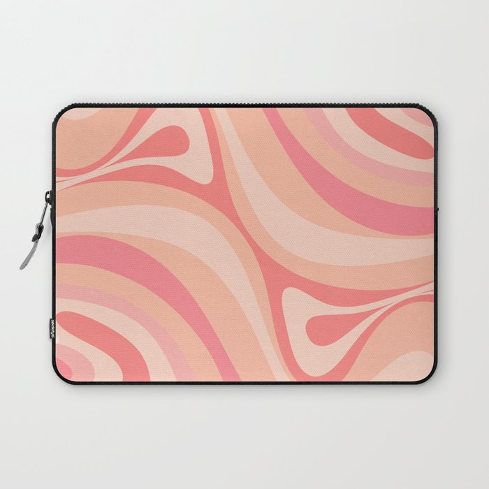 New Groove Retro Swirl Abstract Pattern in Blush Pink Tones Laptop Sleeve Gallery Image 1