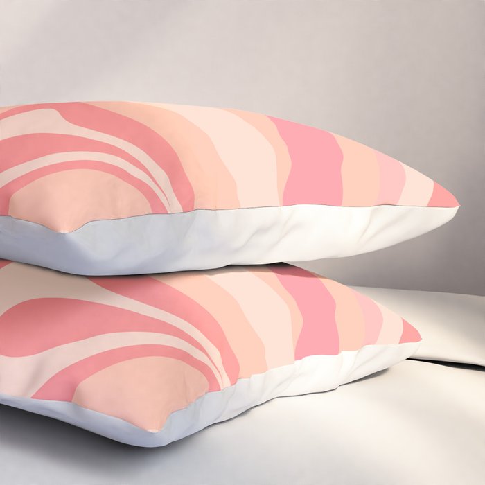 New Groove Retro Swirl Abstract Pattern in Blush Pink Tones Pillow Sham Gallery Image 3