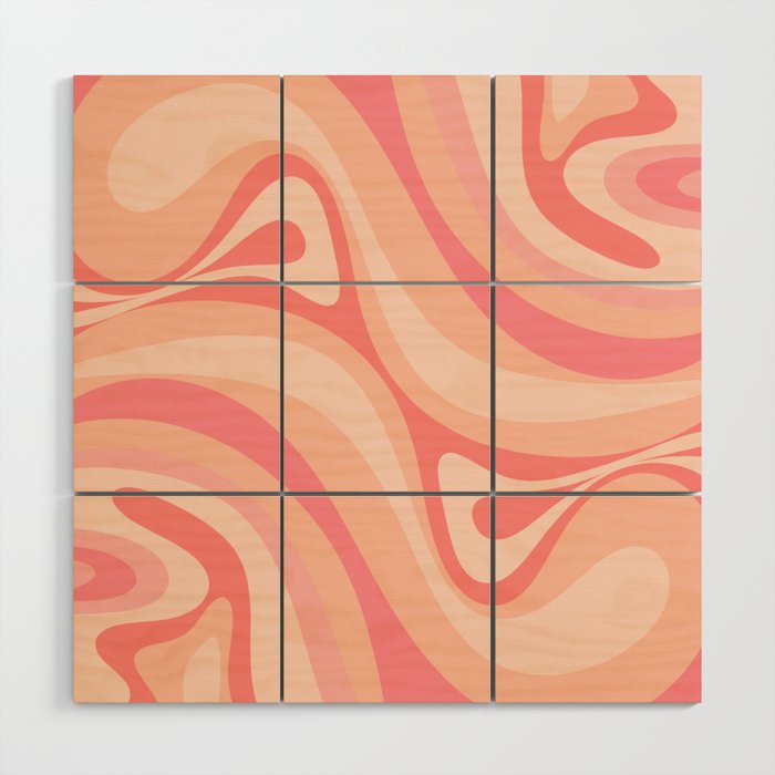 New Groove Retro Swirl Abstract Pattern in Blush Pink Tones Wood Wall Art Gallery Image 1