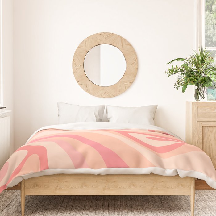 New Groove Retro Swirl Abstract Pattern in Blush Pink Tones Duvet Cover Gallery Image 3