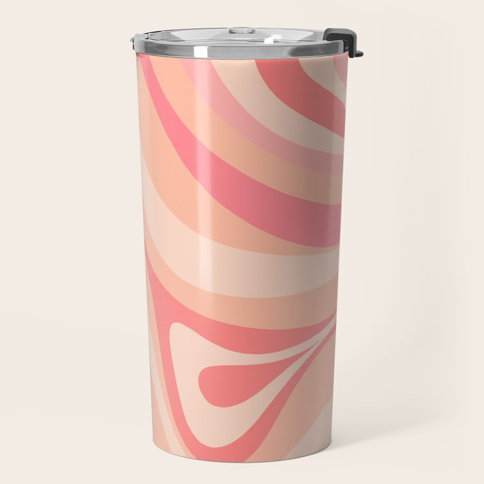 New Groove Retro Swirl Abstract Pattern in Blush Pink Tones Travel Mug Gallery Image 2