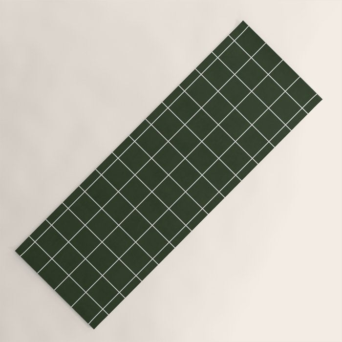 Small Grid Pattern - Deep Green Yoga Mat Gallery Image 1
