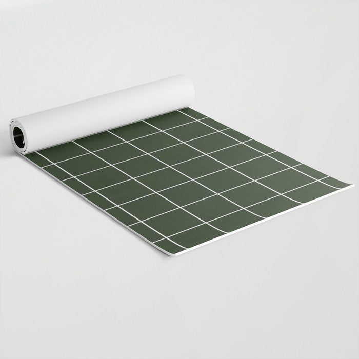 Small Grid Pattern - Deep Green Yoga Mat Gallery Image 2