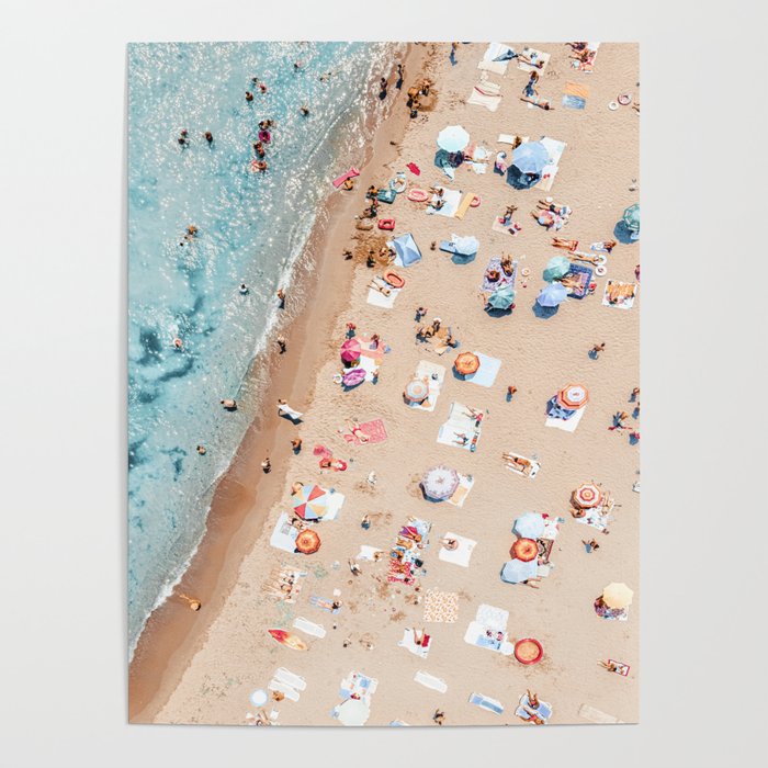 Ocean Print, Beach Print, People Beach Aerial, Wall Decor, Aerial Beach Print, Beach Photography, Bondi Beach Print Poster Gallery Image 4